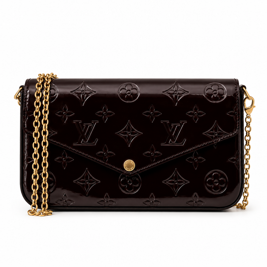 Louis Vuitton Félicie Pochette Monogram Vernis in Amarante