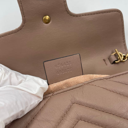 Gucci GG Marmont Super Mini Bag In Taupe Matelassé Leather