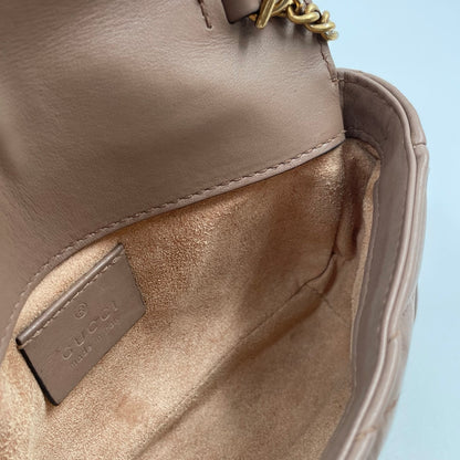 Gucci GG Marmont Super Mini Bag In Taupe Matelassé Leather