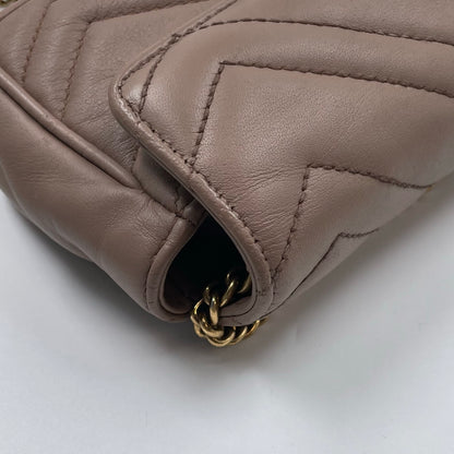 Gucci GG Marmont Super Mini Bag In Taupe Matelassé Leather