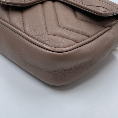Gucci GG Marmont Super Mini Bag In Taupe Matelassé Leather