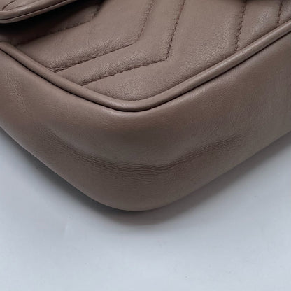 Gucci GG Marmont Super Mini Bag In Taupe Matelassé Leather