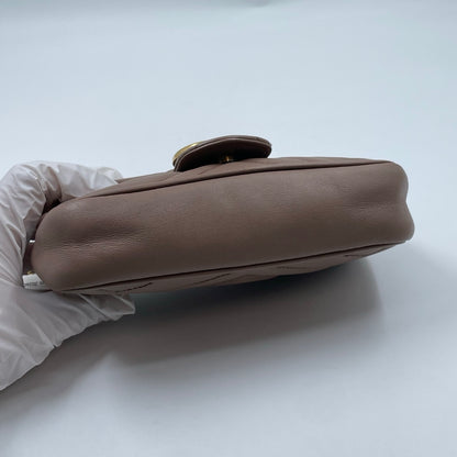 Gucci GG Marmont Super Mini Bag In Taupe Matelassé Leather