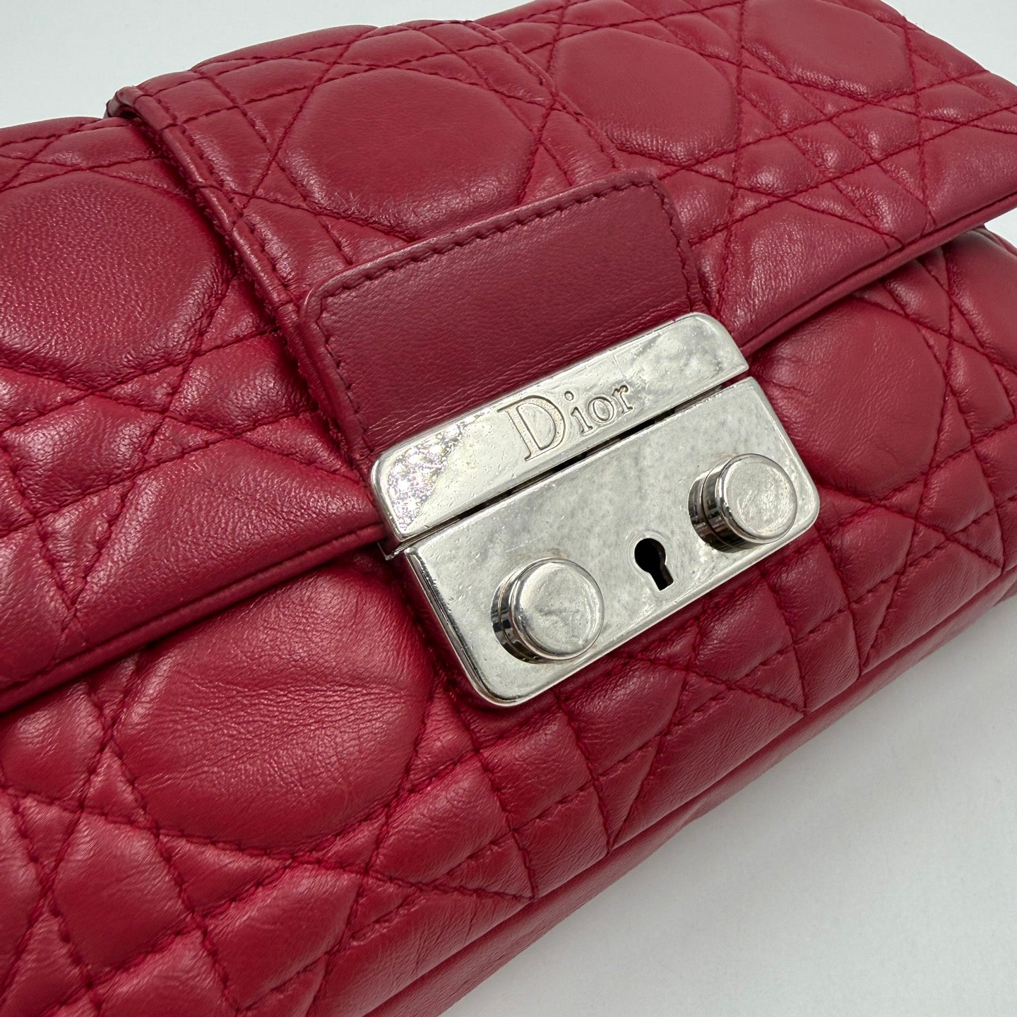 Dior Miss Dior Promenade Pouch Cannage Red Lambskin