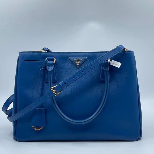 Prada Large Galleria Bag In Saffiano Lux Leather Bluette (Royal Blue)