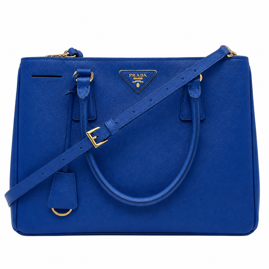 Prada Large Galleria Bag In Saffiano Lux Leather Bluette (Royal Blue)