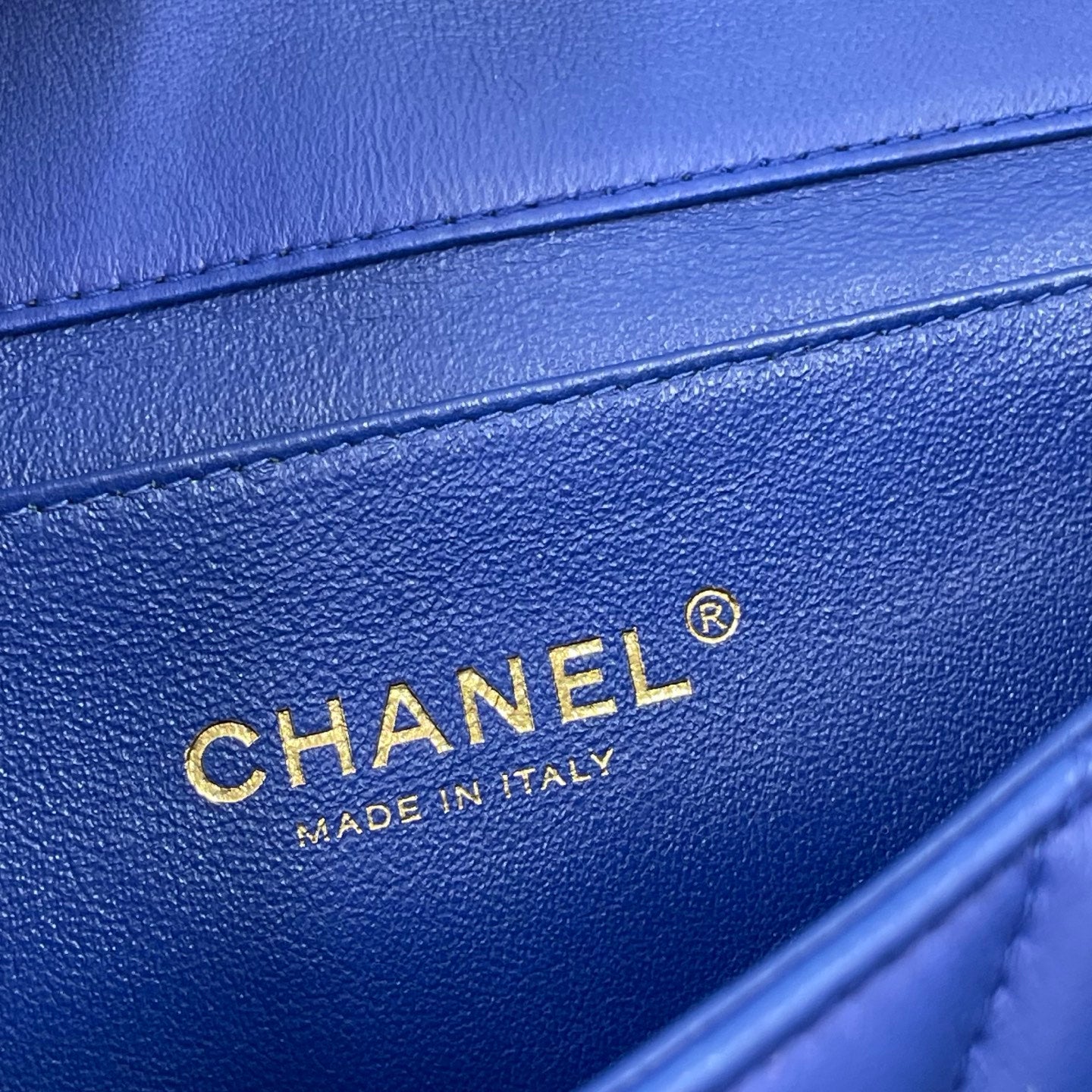 Chanel Medium Slim Single Flap Gold Hardware Lambskin Leather Bag In Blue