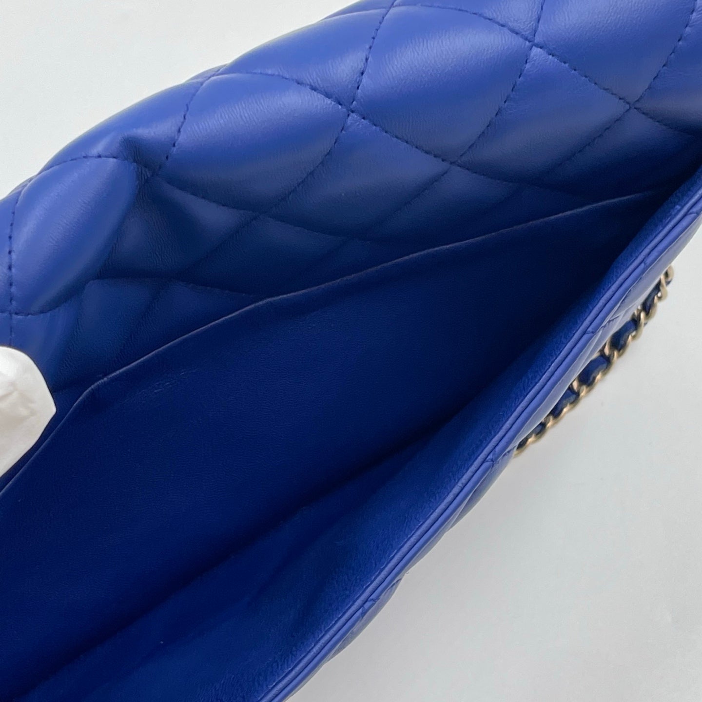 Chanel Medium Slim Single Flap Gold Hardware Lambskin Leather Bag In Blue