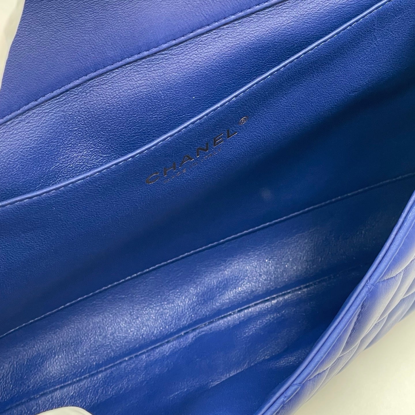 Chanel Medium Slim Single Flap Gold Hardware Lambskin Leather Bag In Blue