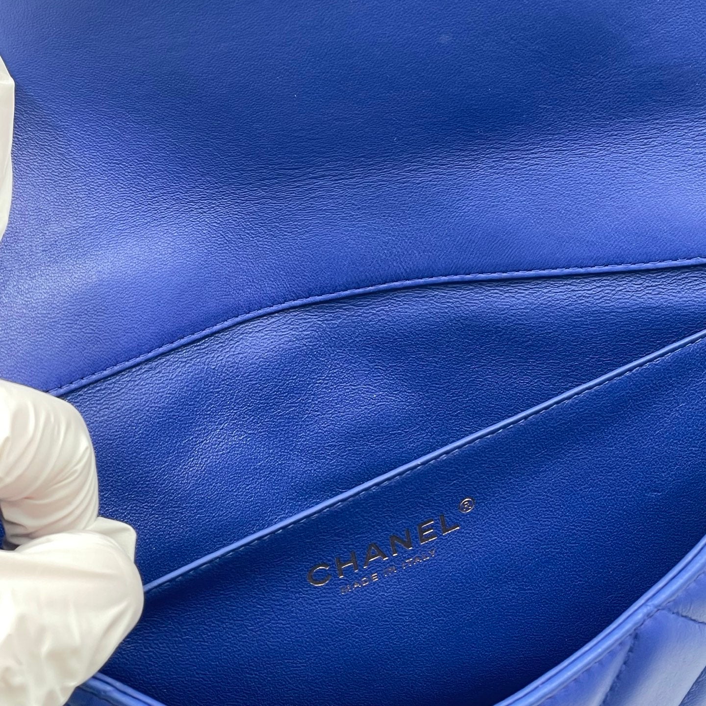 Chanel Medium Slim Single Flap Gold Hardware Lambskin Leather Bag In Blue