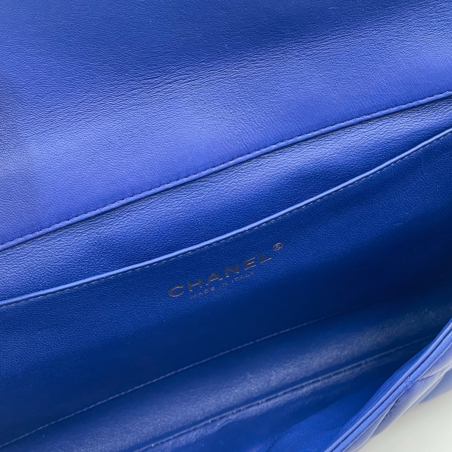 Chanel Medium Slim Single Flap Gold Hardware Lambskin Leather Bag In Blue