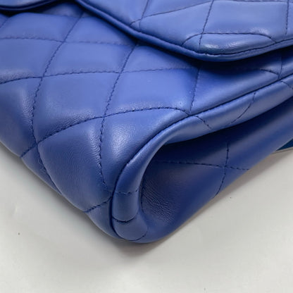 Chanel Medium Slim Single Flap Gold Hardware Lambskin Leather Bag In Blue