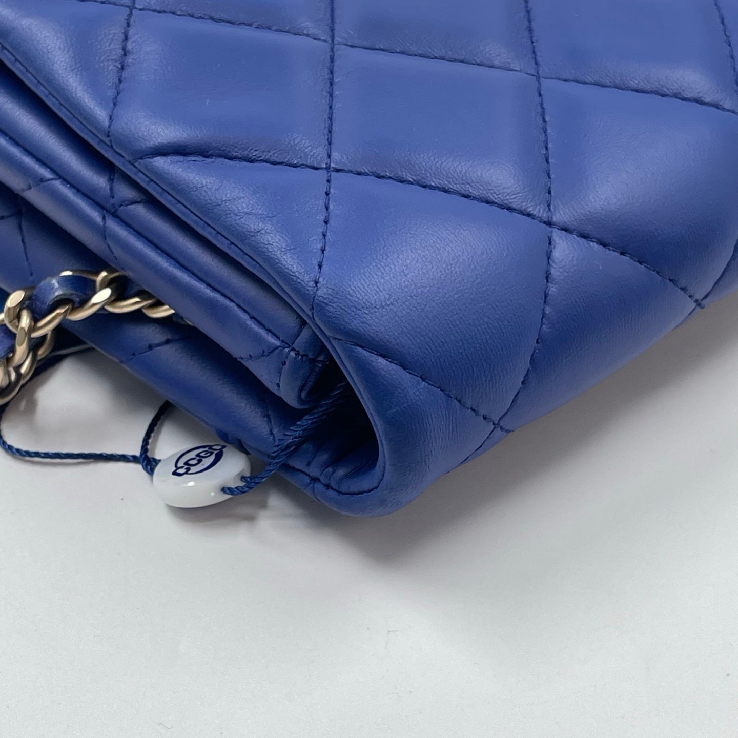 Chanel Medium Slim Single Flap Gold Hardware Lambskin Leather Bag In Blue