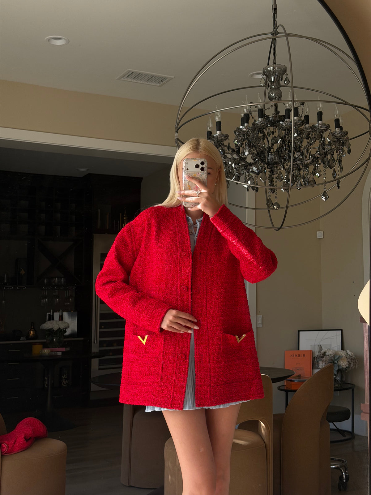Valentino SS24 Chinese New Year Rosso Tweed Jacket, Skirt & Shorts Set