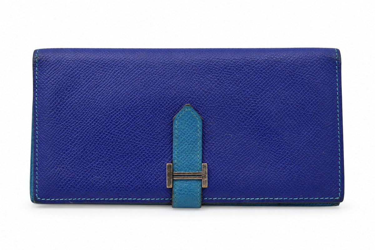 Hermès Epsom Bicolor Bearn Wallet Bleu Electrique Mykonos