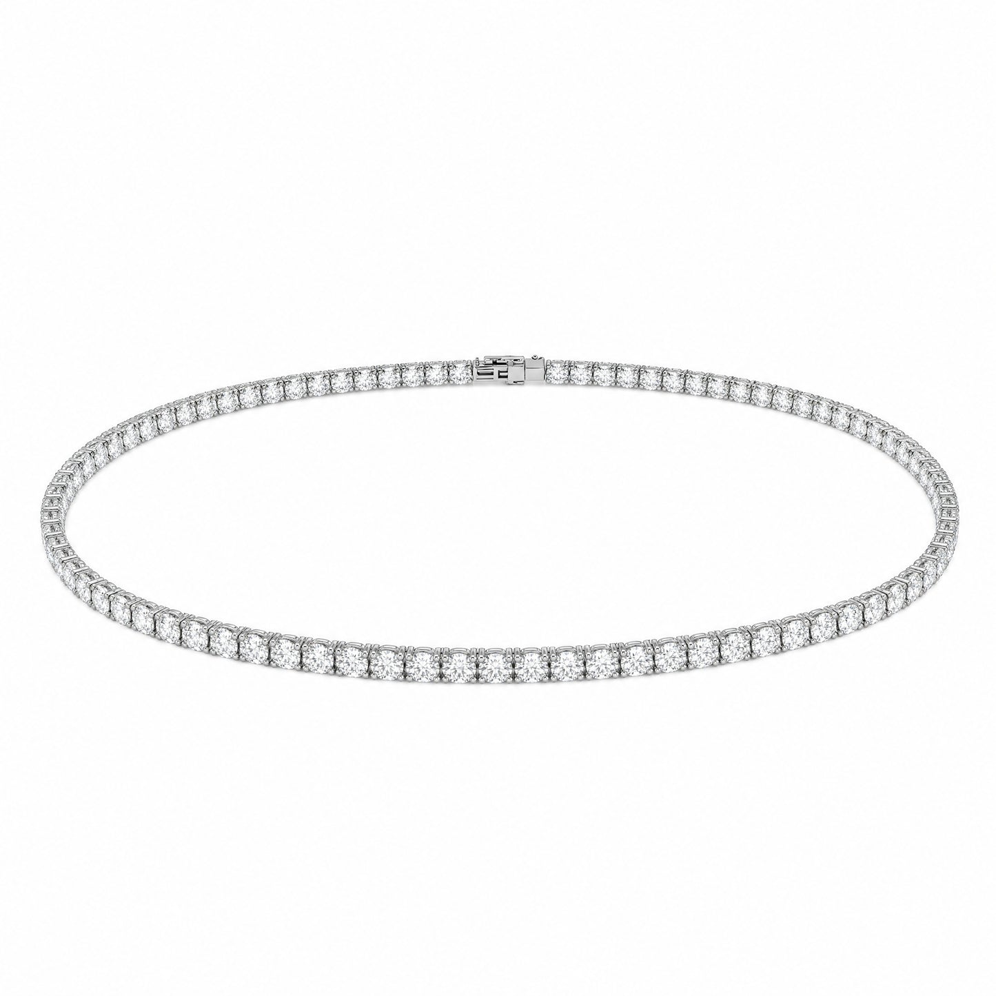 JANARY Round Brilliant 17-Carat Diamond Tennis Necklace in 18K White Gold