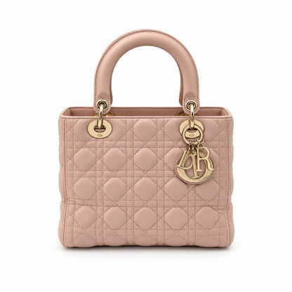 Dior Cannage Lambskin Medium Lady Dior Bag Pink GHW