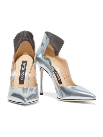 SERGIO ROSSI Mirrored-leather pumps