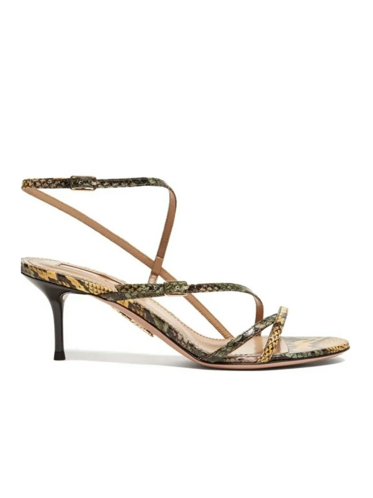 AQUAZZURA Carolyne 60 python-print leather sandals 38.5 Eu/ 8.5 US