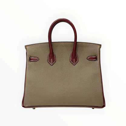 Hermès Birkin 25 HSS Etoupe, Rouge H, Chèvre leather, GHW, Y stamp