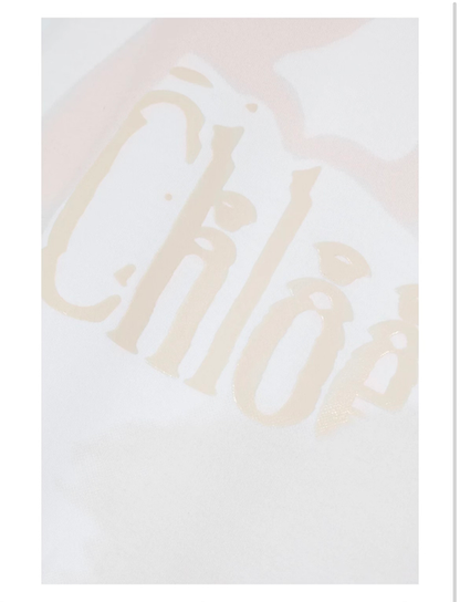 CHLOÉ Printed cotton-jersey white T-shirt