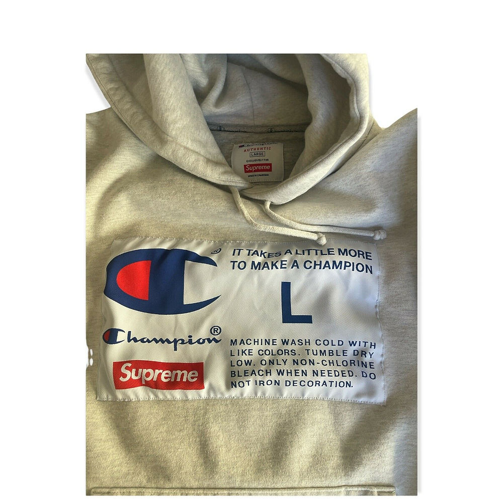 Supreme Champion Label Hoodie. Size L