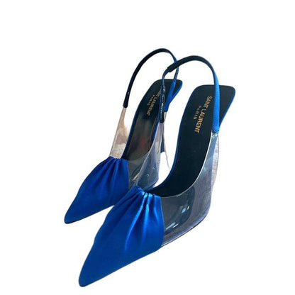 SAINT LAURENT Chica Slingback Pumps In Tpu And Satin Crepe