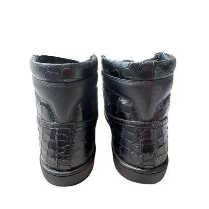SAINT LAURENT Snakeskin Leather Trim Embellishment Sneakers