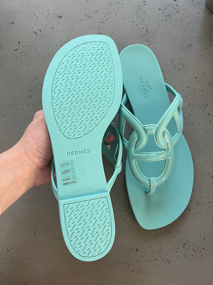 HERMES Egerie Vert Embrum Sandals