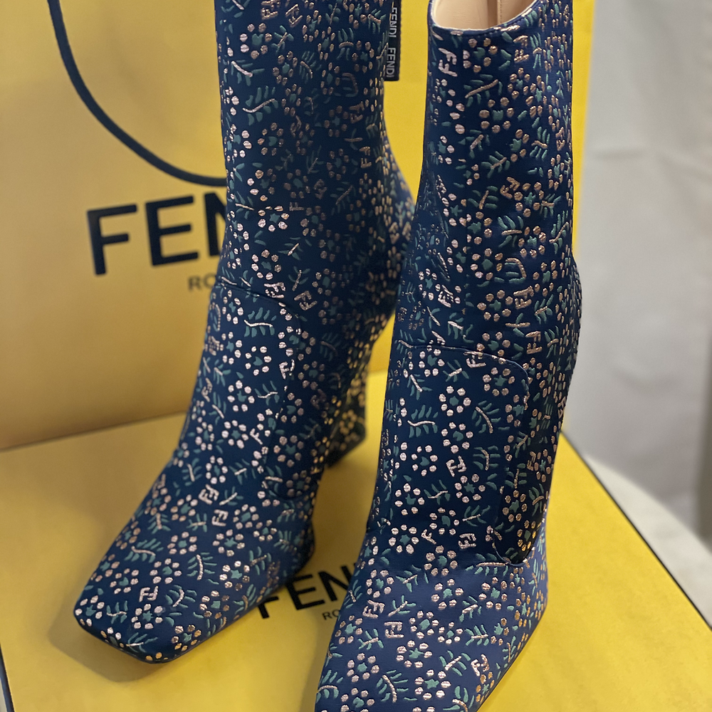 FENDI Ffreedom 105mm Floral Print Mid-Calf Boots