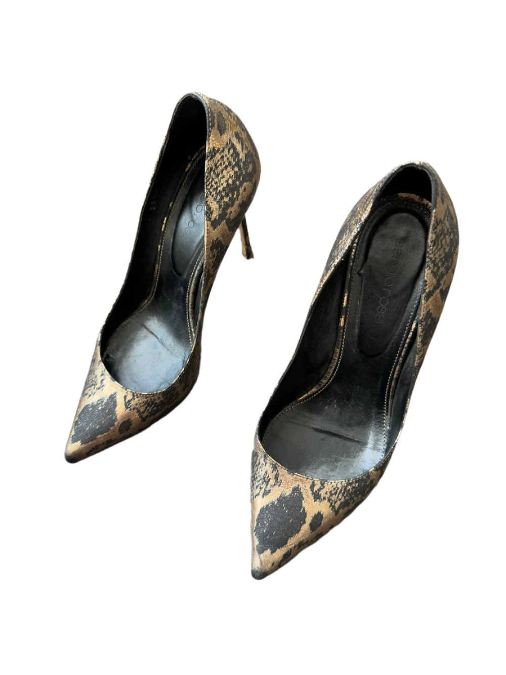 Sergio Rossi Gold and Black Pumps