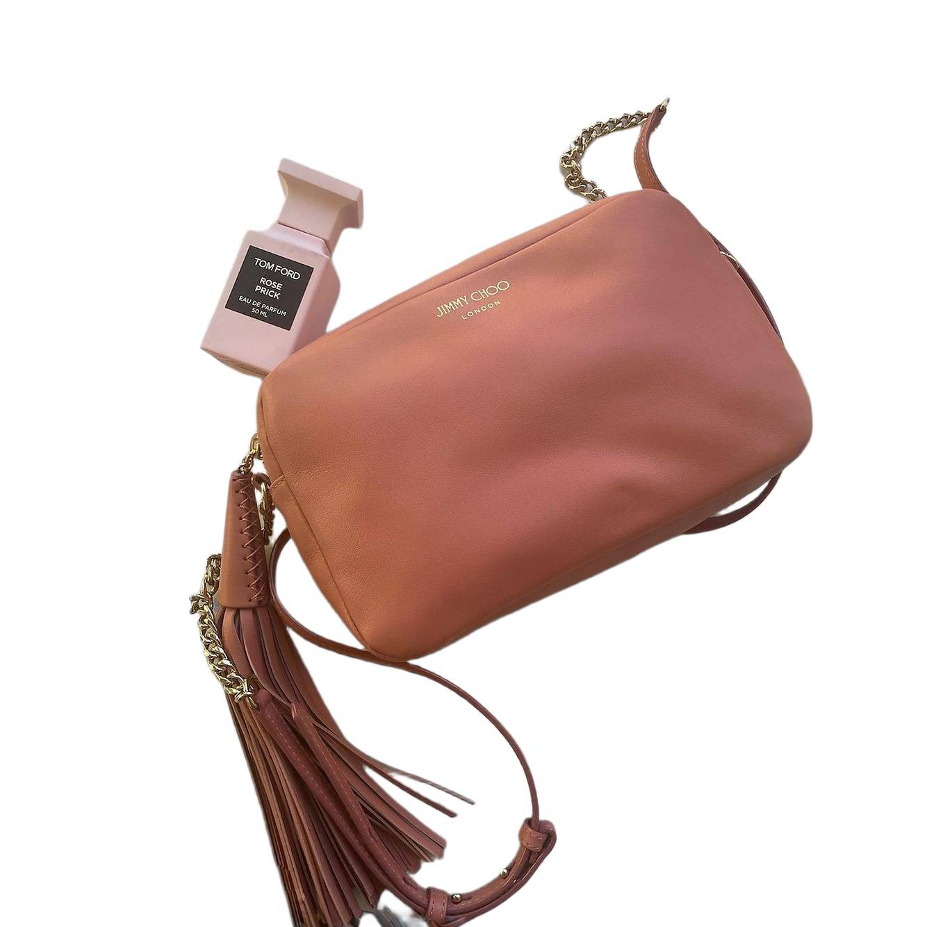 Jimmy Choo Women's Powder Pink Leather "Athini" Camera Shoulder Crossbody Bag