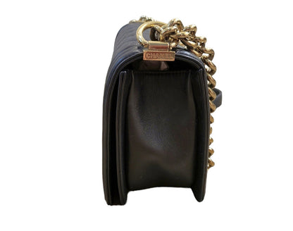 Chanel Black Lambskin Medium Boy Bag, Gold Hardware