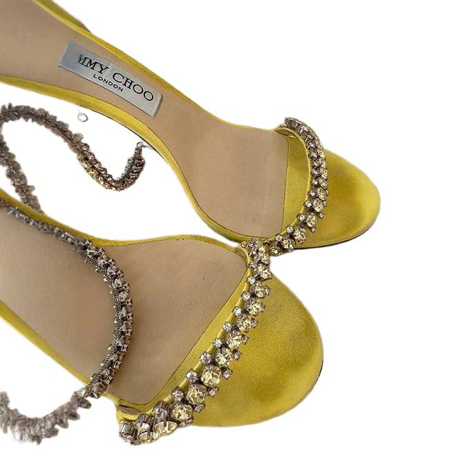 JIMMY CHOO Yellow Shiloh 100 Crystal-embellished Suede Sandals