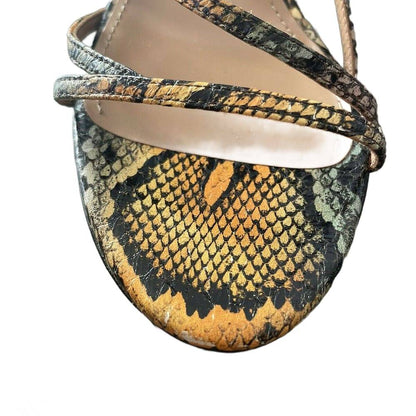 AQUAZZURA Carolyne 60 python-print leather sandals 38.5 Eu/ 8.5 US