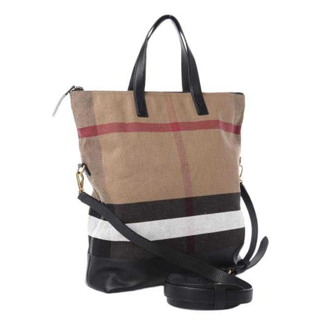 Burberry Grainy Calfskin Mega Check Armley Folding Messenger Black