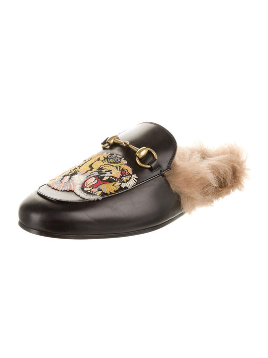 GUCCI 'Princetown' Genuine Fur Tiger Loafer Mule , Male Size 10