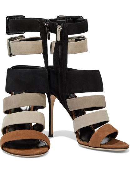 SERGIO ROSSI Baobab 105 buckled color-block suede sandal