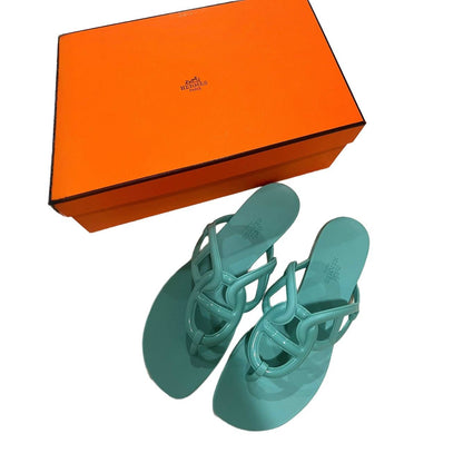 HERMES Egerie Vert Embrum Sandals