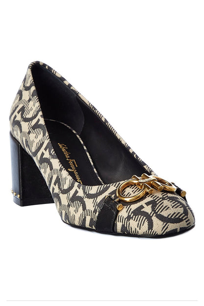 Salvatore Ferragamo Canvas Print Pumps