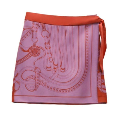 HERMES Silk Logo Mini Skirt