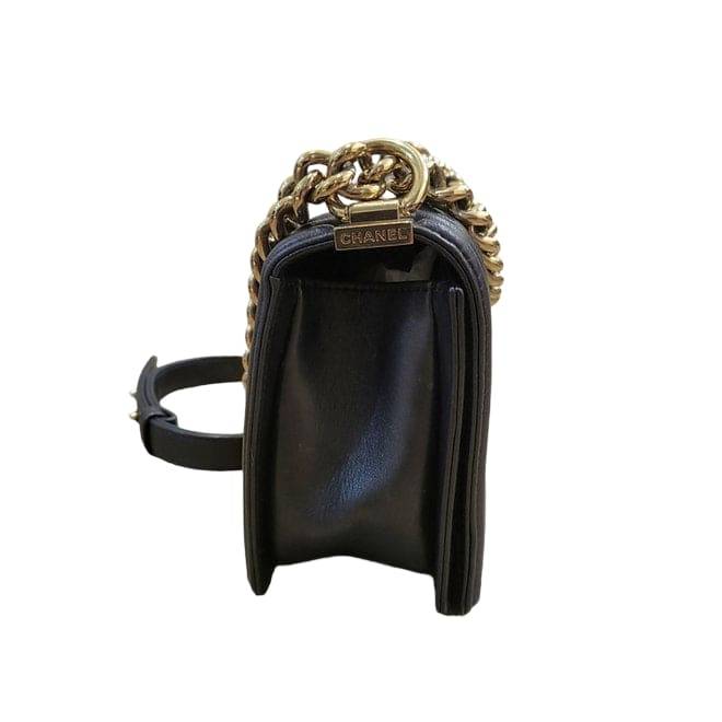 Chanel Black Lambskin Medium Boy Bag, Gold Hardware