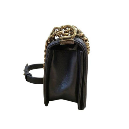 Chanel Black Lambskin Medium Boy Bag, Gold Hardware