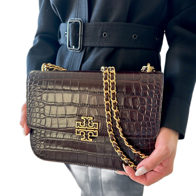 TORY BURCH Britten Medium Crocodile Material Adjustable Shoulder Bag