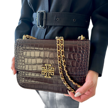 TORY BURCH Britten Medium Crocodile Material Adjustable Shoulder Bag