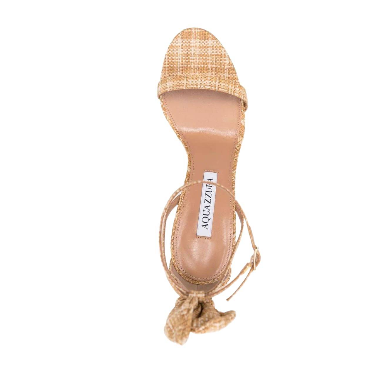AQUAZZURA 105mm Raffia Bow Stiletto Sandals