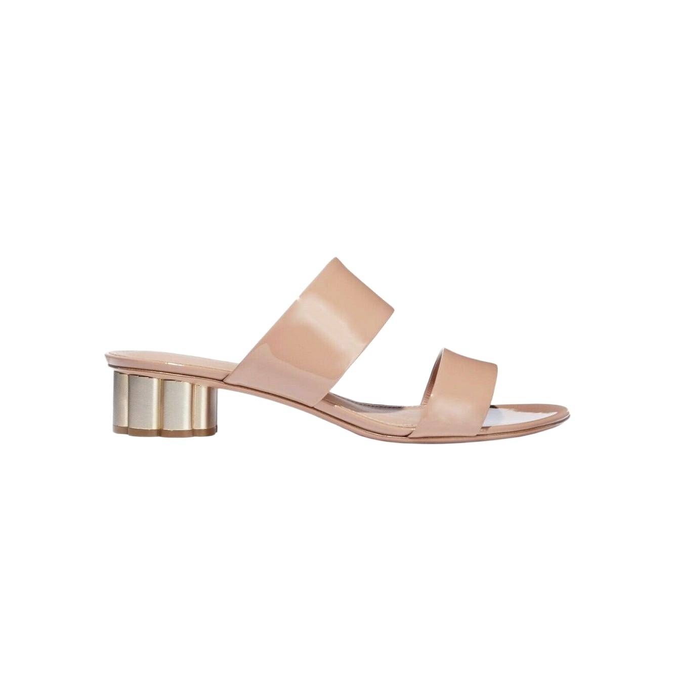 SALVATORE FERRAGAMO BELLUNO Calf Floral Heel Sandals