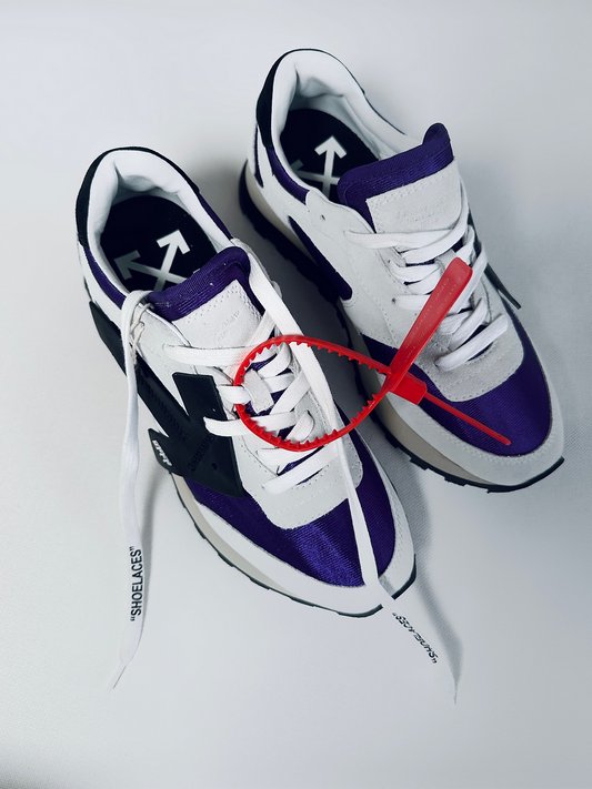 OFF-WHITE HG Runner appliquéd suede and shell sneakers