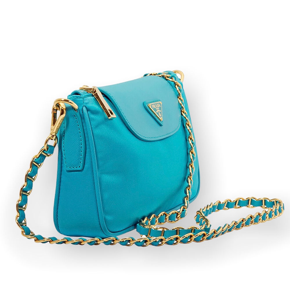 PRADA Nylon Crossbody Bag in Turquoise