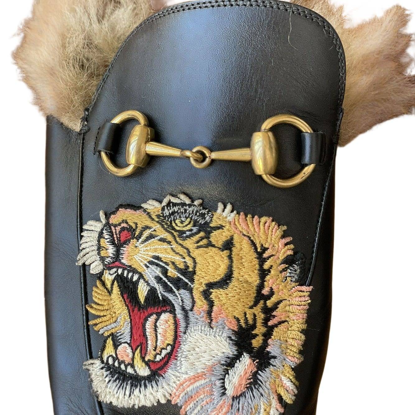 GUCCI 'Princetown' Genuine Fur Tiger Loafer Mule , Male Size 10